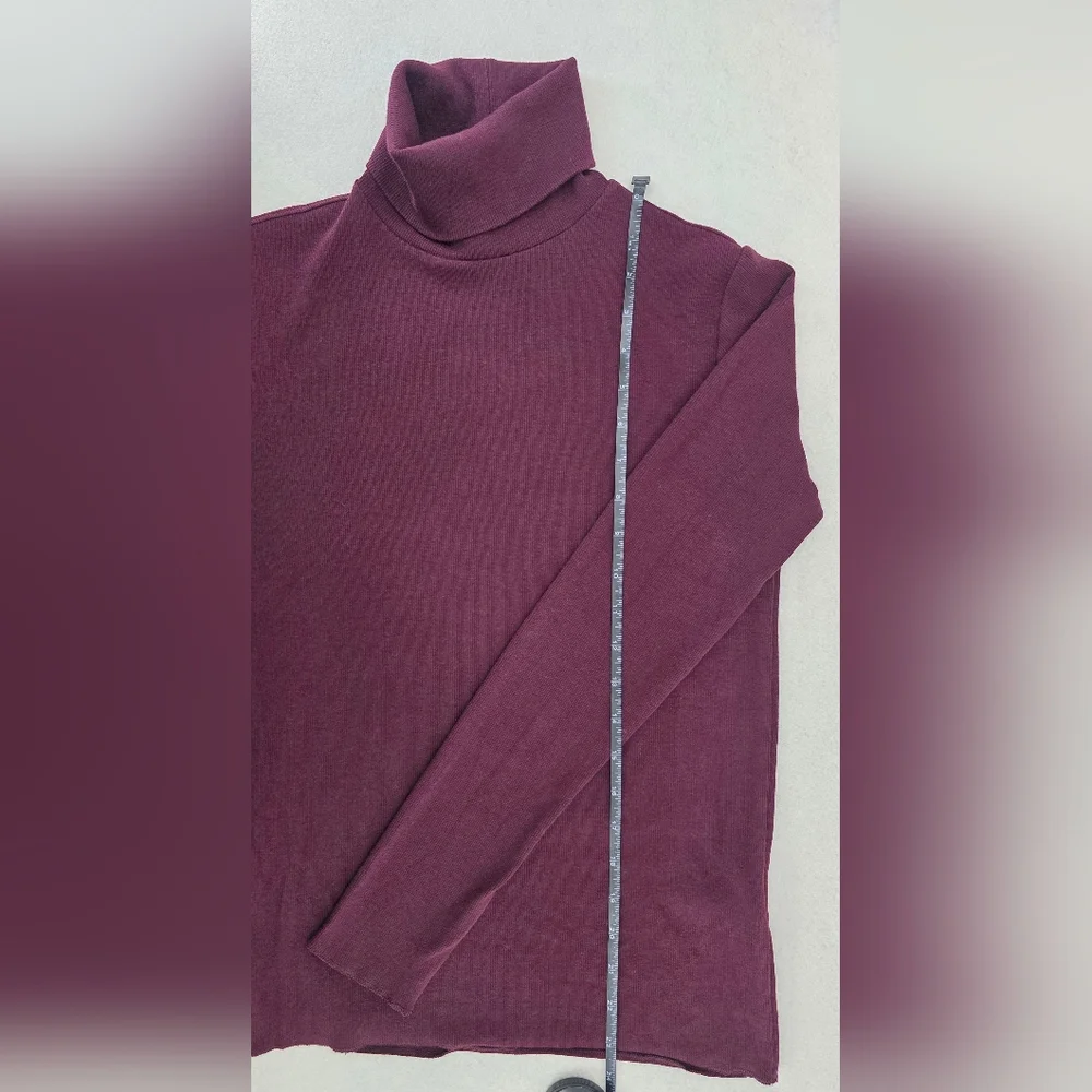 Polo Ralph Lauren Plum Stretch Blend Ribbed Turtleneck Women's Size Large - Picture 5 of 9